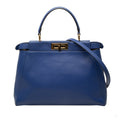 Second hand Fendi Peekaboo ISeeU Medium Leather Frame Bag Blue - Tabita Bags