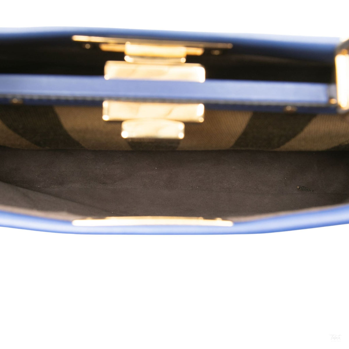 Second hand Fendi Peekaboo ISeeU Medium Leather Frame Bag Blue - Tabita Bags