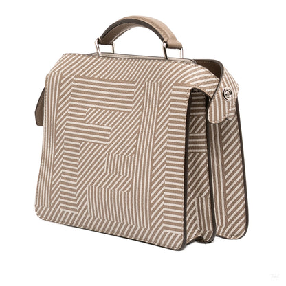 Second hand Fendi Peekaboo ISeeU Medium Zucca Leather Satchel Handbag Brown - Tabita Bags