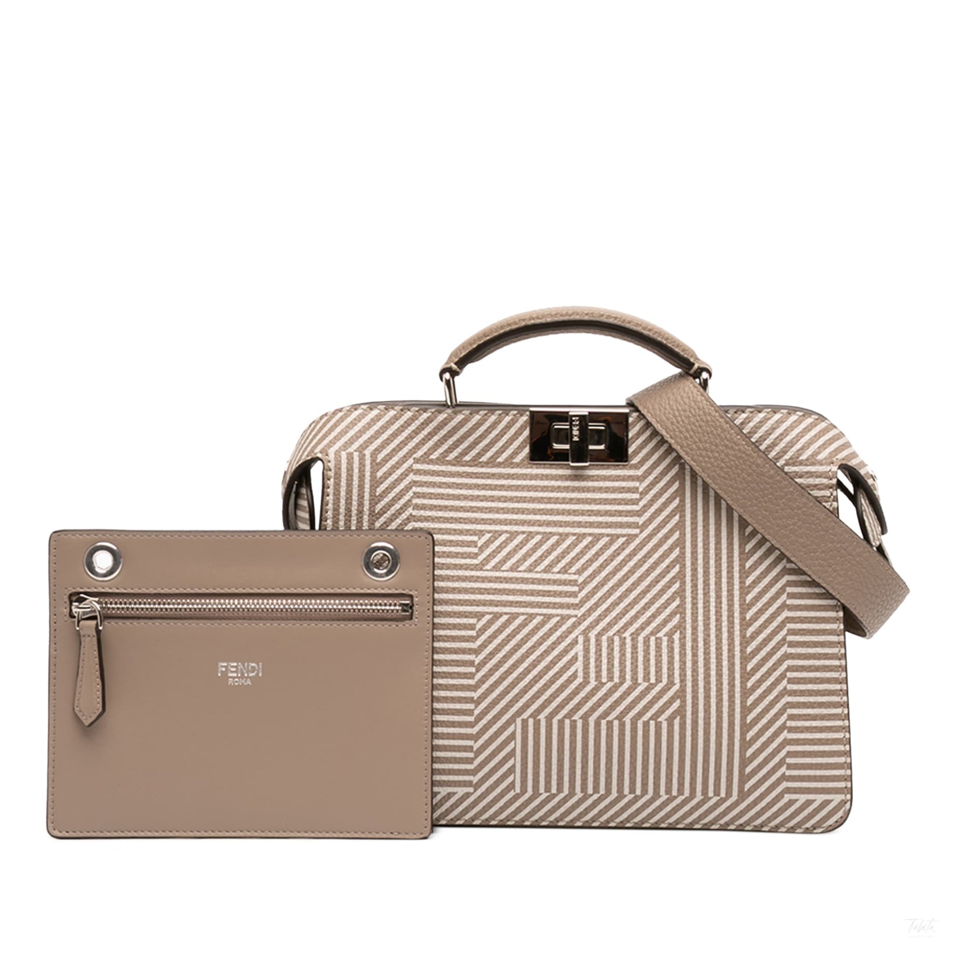 Second hand Fendi Peekaboo ISeeU Medium Zucca Leather Satchel Handbag Brown - Tabita Bags