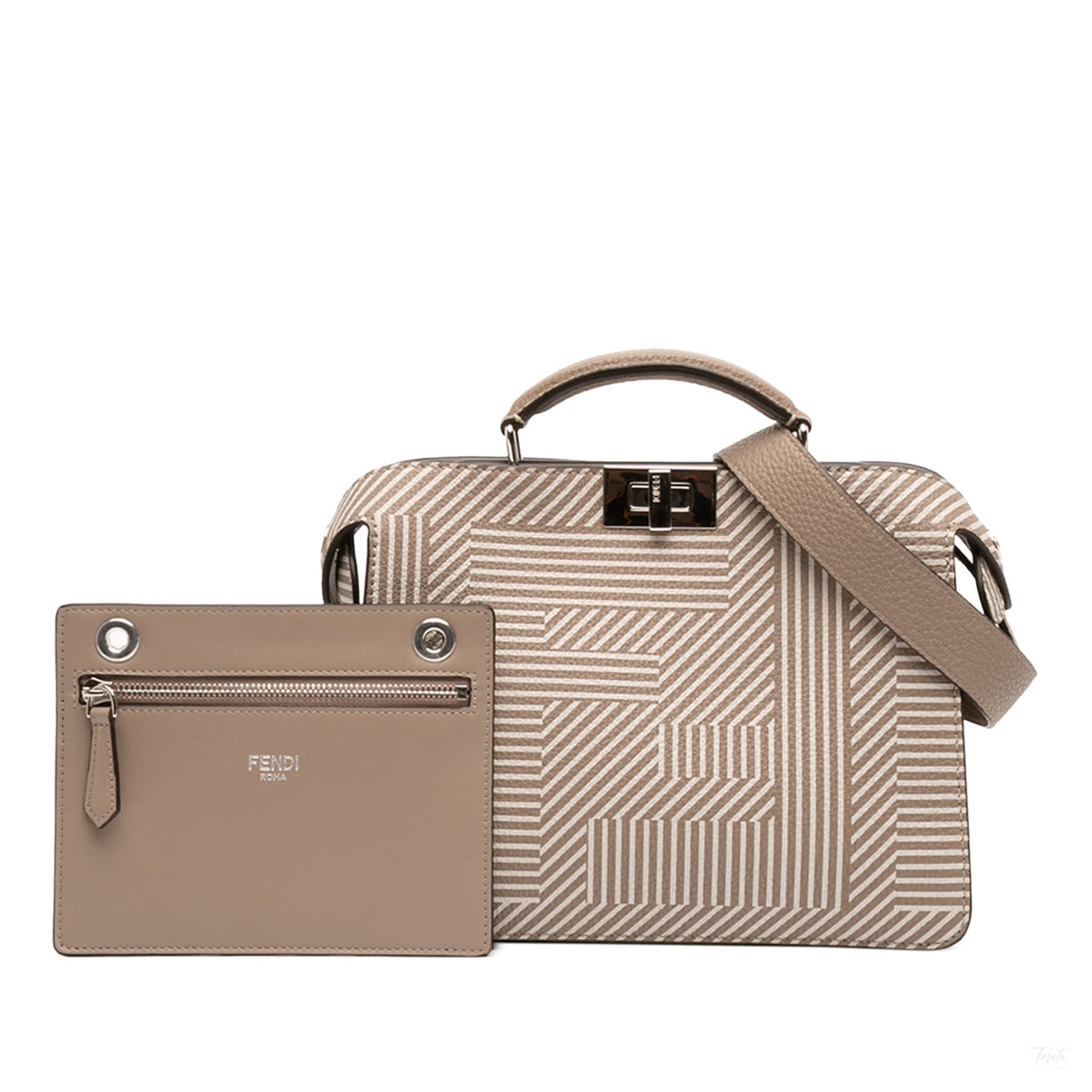 Second hand Fendi Peekaboo ISeeU Medium Zucca Leather Satchel Handbag Brown - Tabita Bags