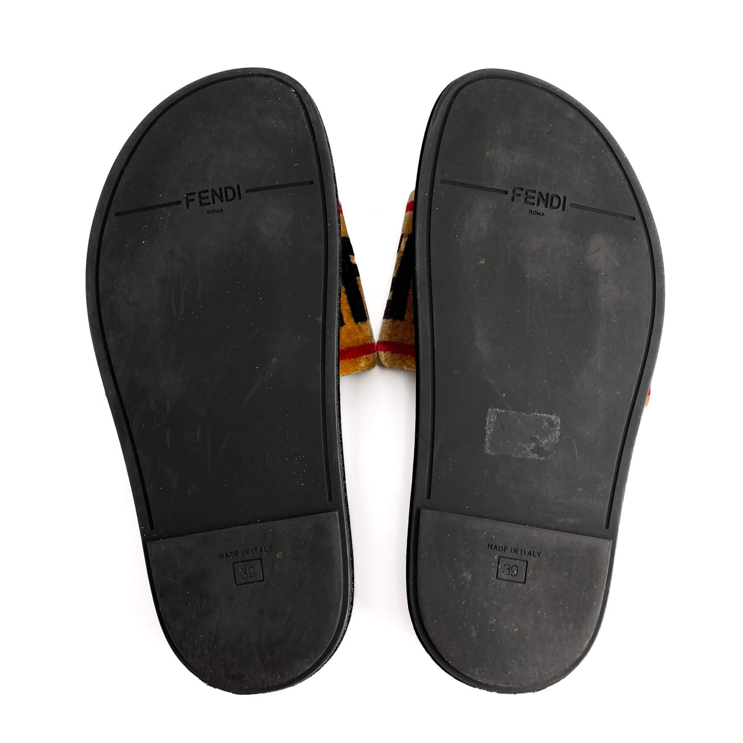 Second hand Fendi Sandals Velvet FF monogram Shoes 39 Bicolor - Tabita Bags