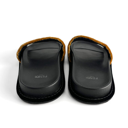 Second hand Fendi Sandals Velvet FF monogram Shoes 39 Bicolor - Tabita Bags