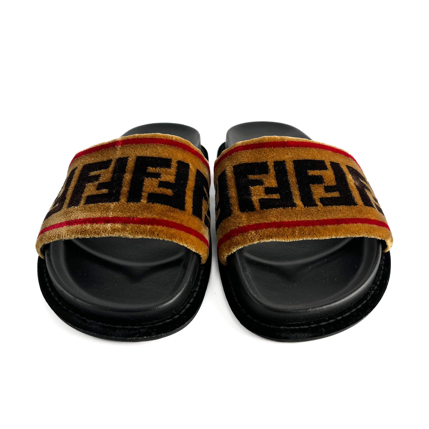 Second hand Fendi Sandals Velvet FF monogram Shoes 39 Bicolor - Tabita Bags