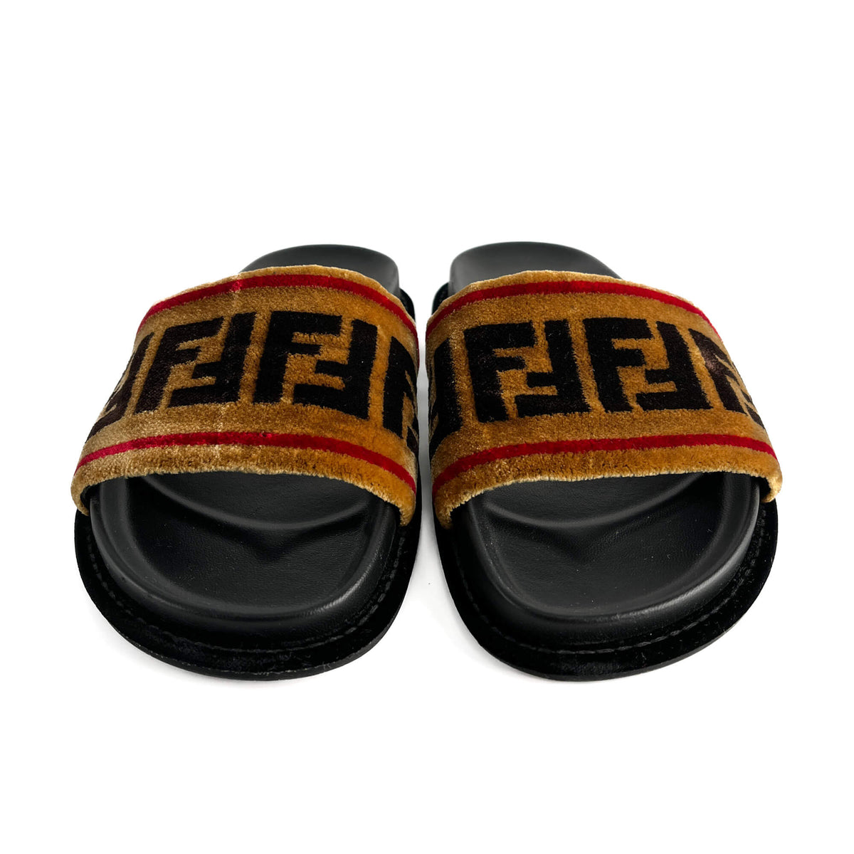 Second hand Fendi Sandals Velvet FF monogram Shoes 39 Bicolor - Tabita Bags
