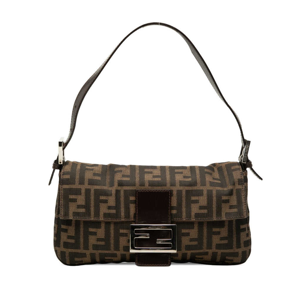 Second hand Fendi Zucca Medium Canvas Baguette Handbag Brown - Tabita Bags
