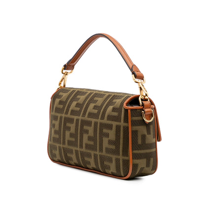 Second hand Fendi Zucca Medium Canvas Baguette Handbag Brown - Tabita Bags
