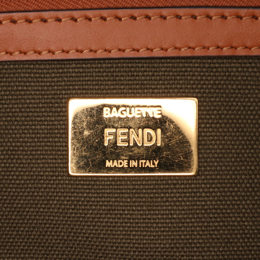 Second hand Fendi Zucca Medium Canvas Baguette Handbag Brown - Tabita Bags