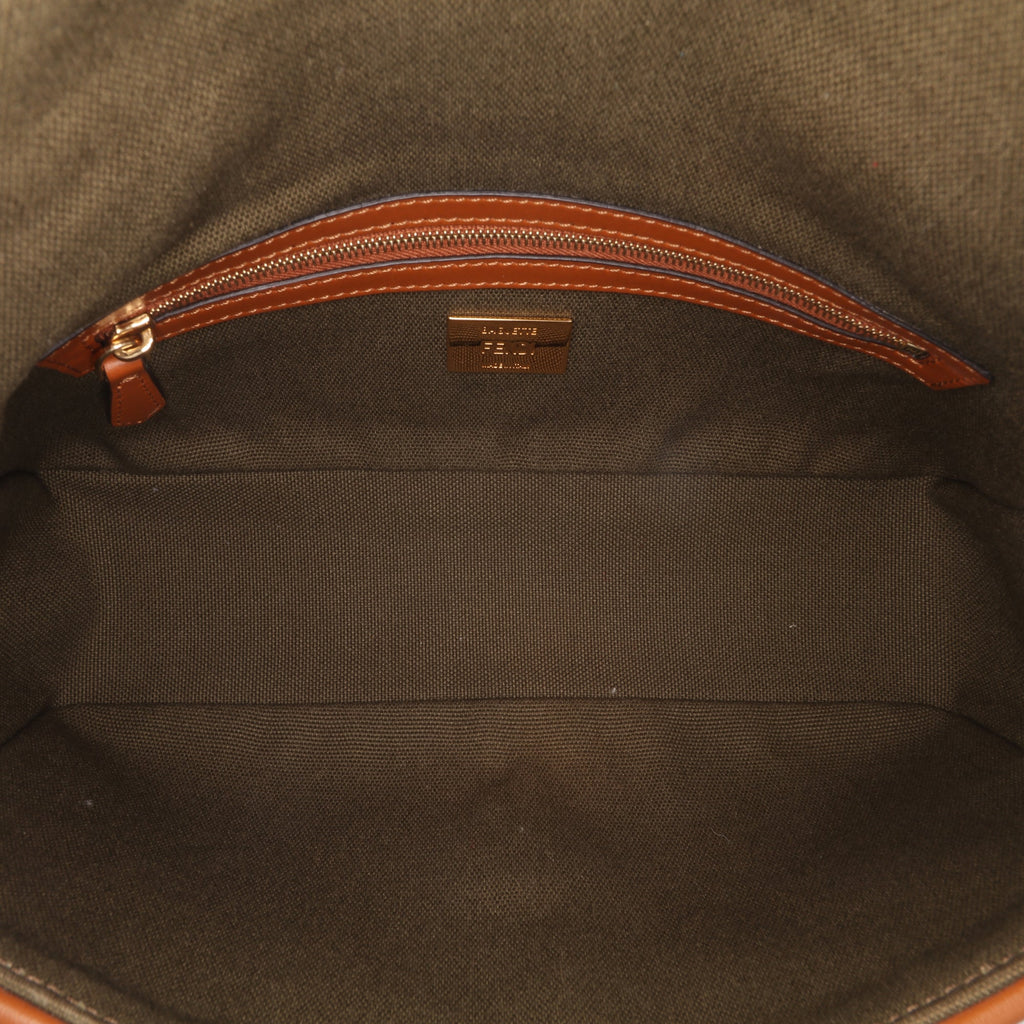 Second hand Fendi Zucca Medium Canvas Baguette Handbag Brown - Tabita Bags