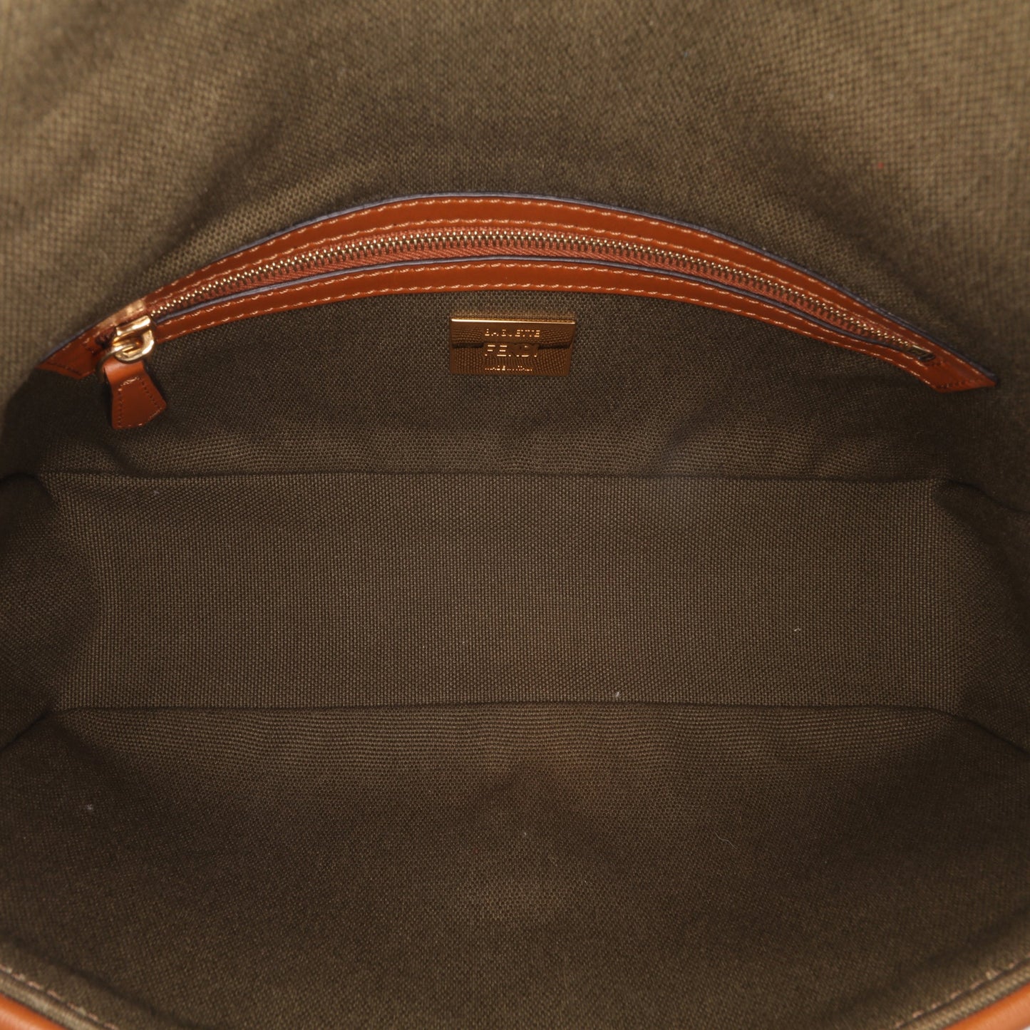 Second hand Fendi Zucca Medium Canvas Baguette Handbag Brown - Tabita Bags
