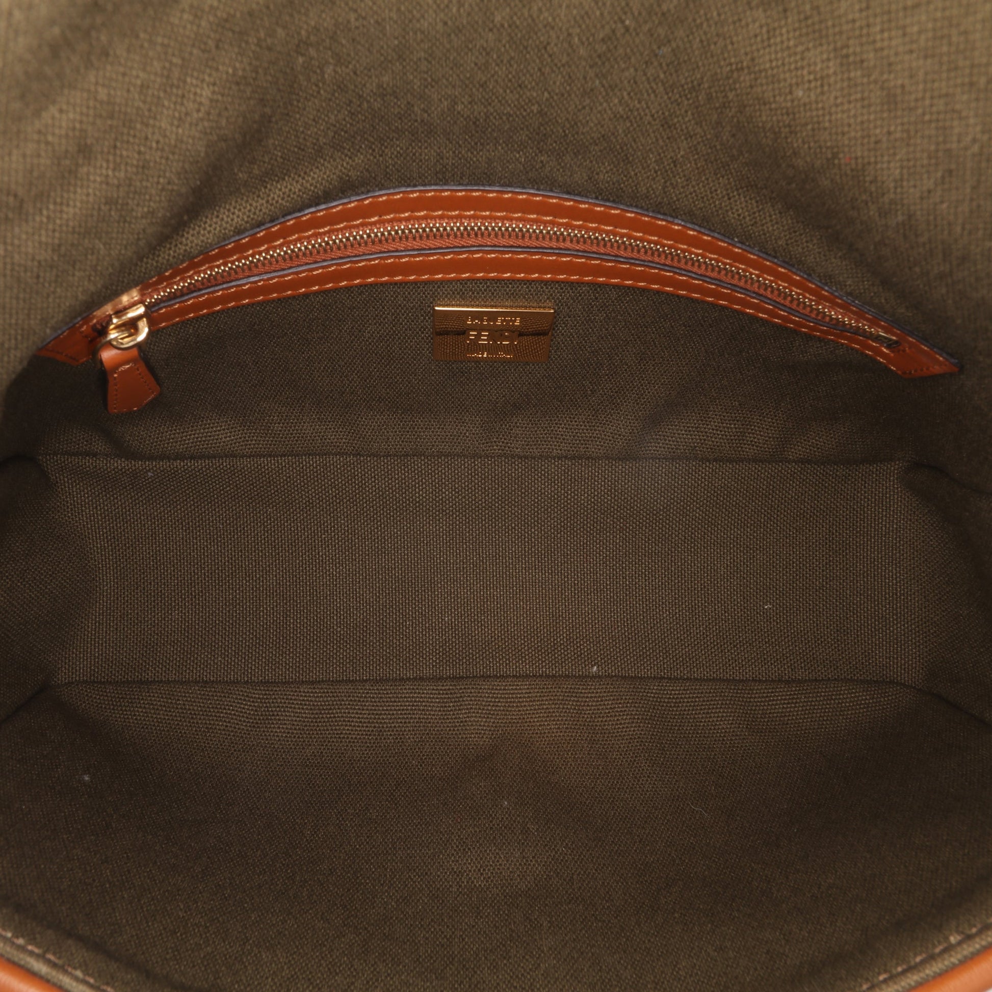 Second hand Fendi Zucca Medium Canvas Baguette Handbag Brown - Tabita Bags