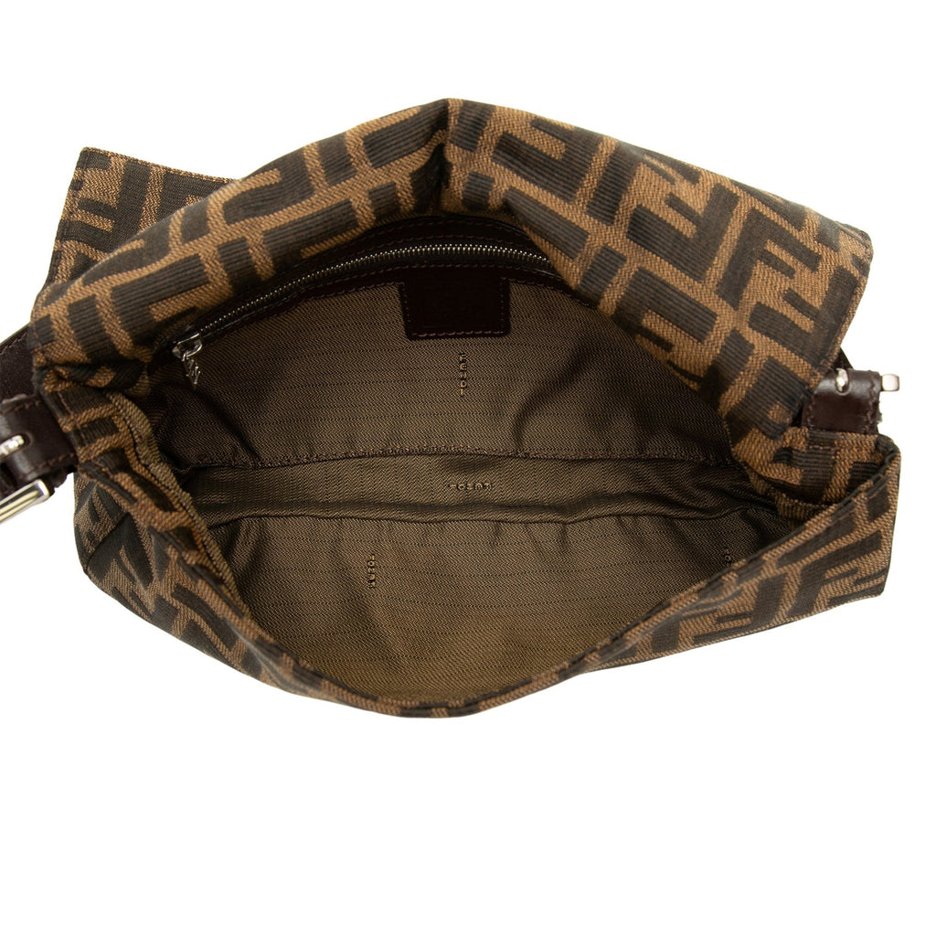 Second hand Fendi Zucca Medium Canvas Baguette Handbag Brown - Tabita Bags