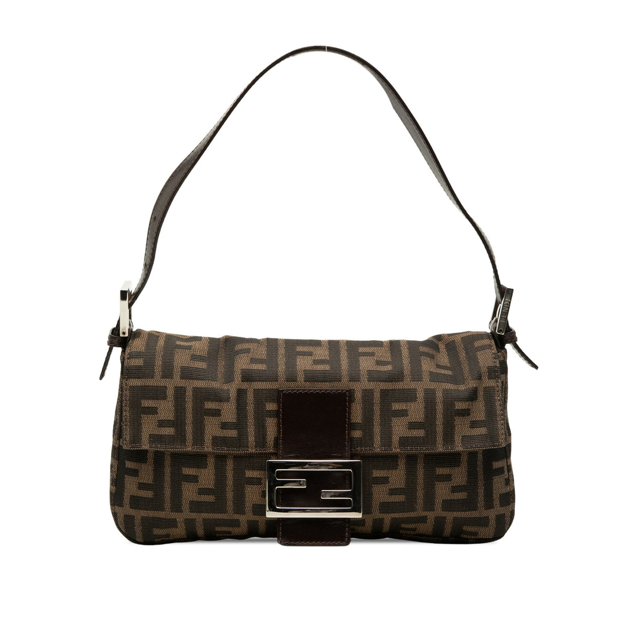 Second hand Fendi Zucca Medium Canvas Baguette Handbag Brown - Tabita Bags