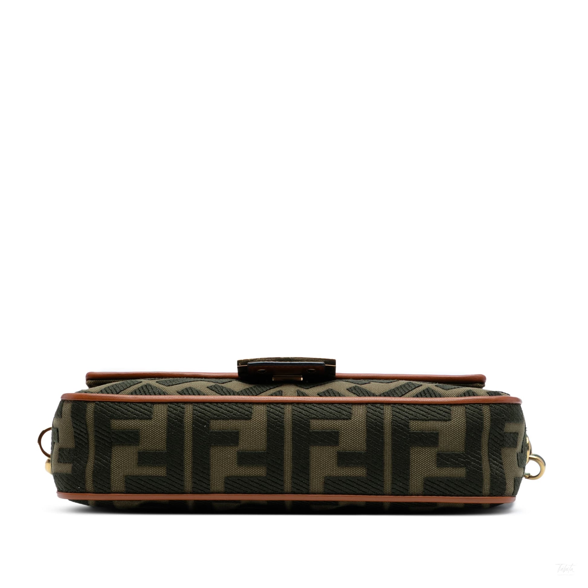 Second hand Fendi Zucca Medium Canvas Baguette Handbag Green - Tabita Bags