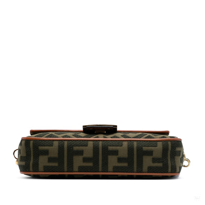 Second hand Fendi Zucca Medium Canvas Baguette Handbag Green - Tabita Bags