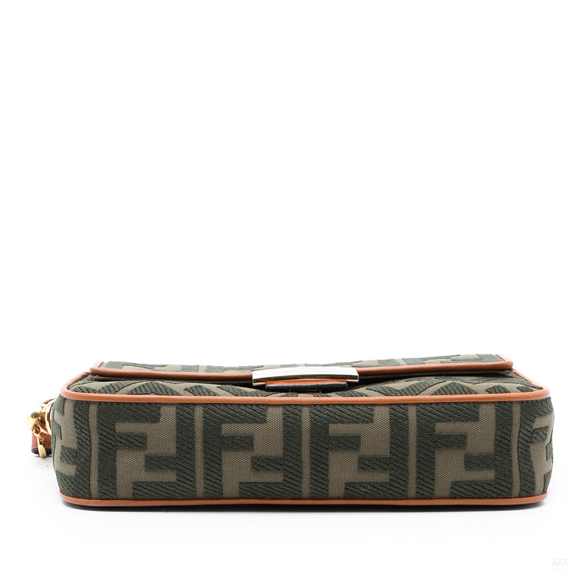 Second hand Fendi Zucca Medium Canvas Baguette Handbag Green - Tabita Bags