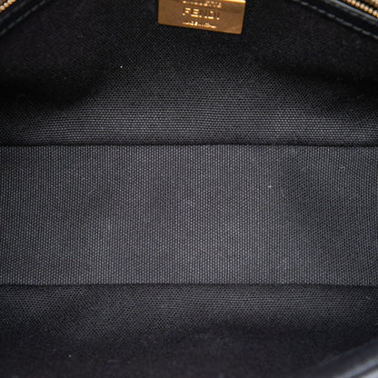 Second hand Fendi Zucca Medium Embroidered Canvas Baguette Shoulder Bag Black - Tabita Bags