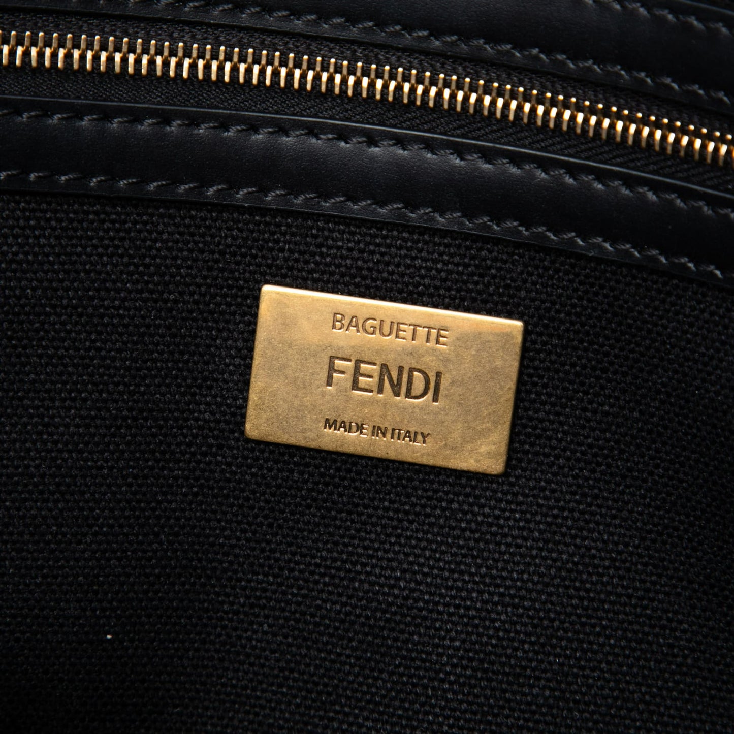 Second hand Fendi Zucca Medium Embroidered Canvas Baguette Shoulder Bag Black - Tabita Bags
