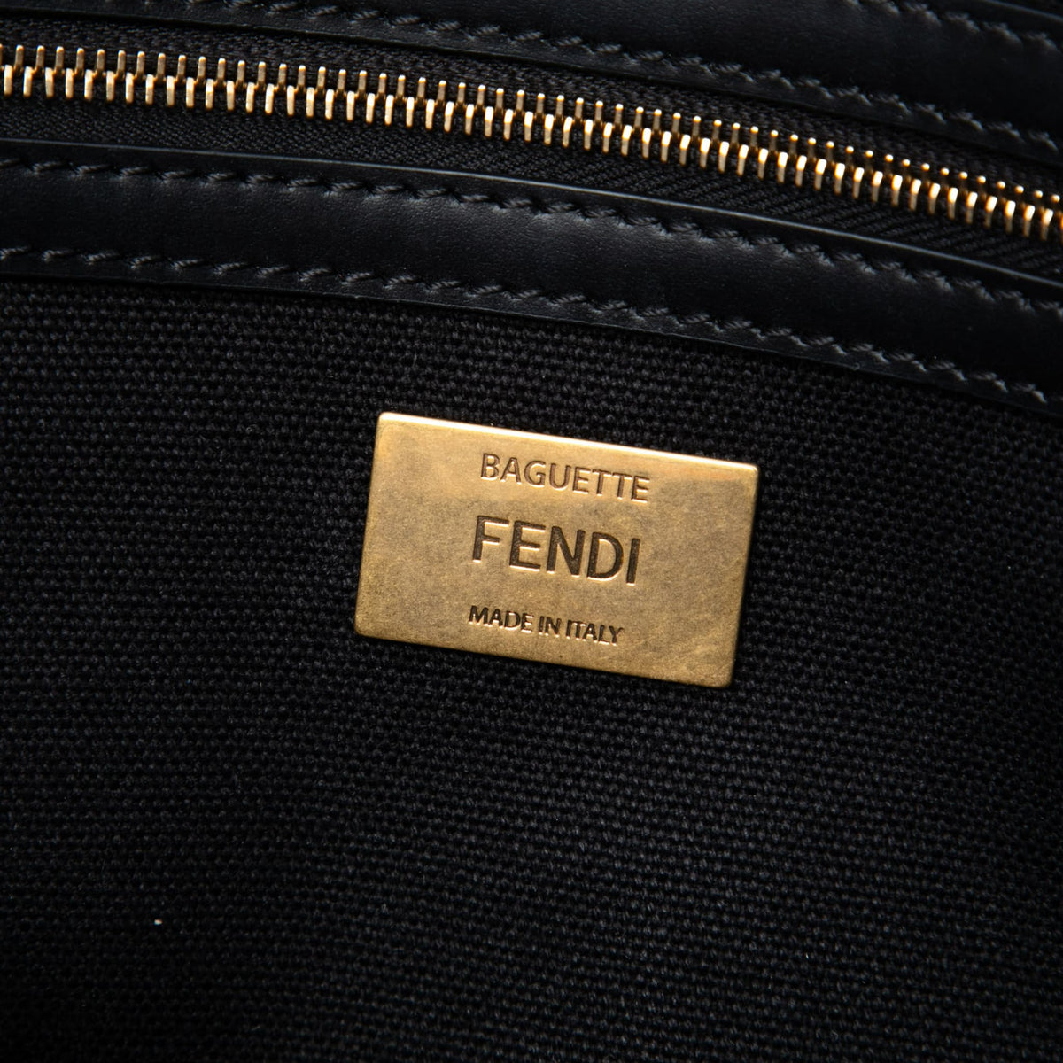 Second hand Fendi Zucca Medium Embroidered Canvas Baguette Shoulder Bag Black - Tabita Bags