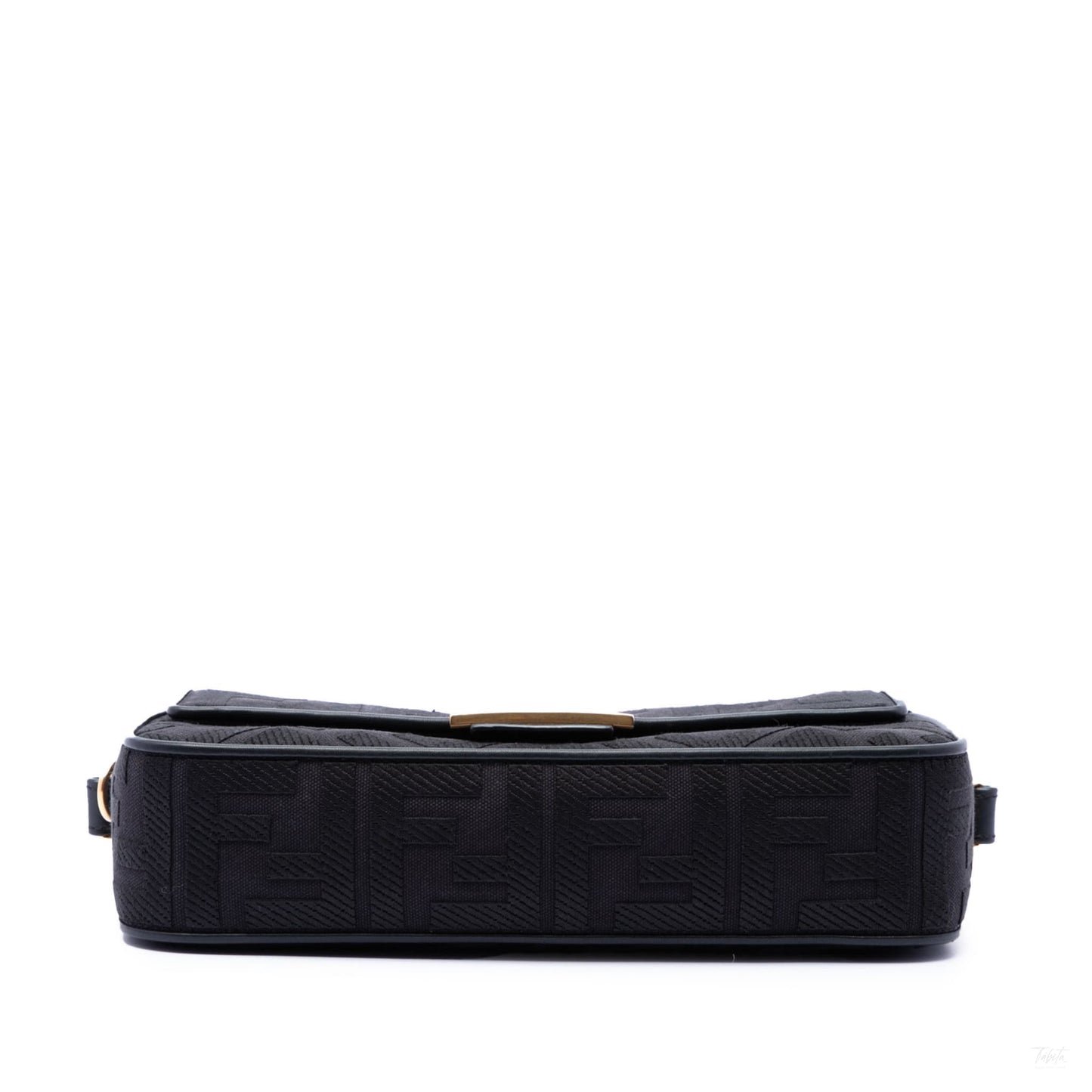 Second hand Fendi Zucca Medium Embroidered Canvas Baguette Shoulder Bag Black - Tabita Bags