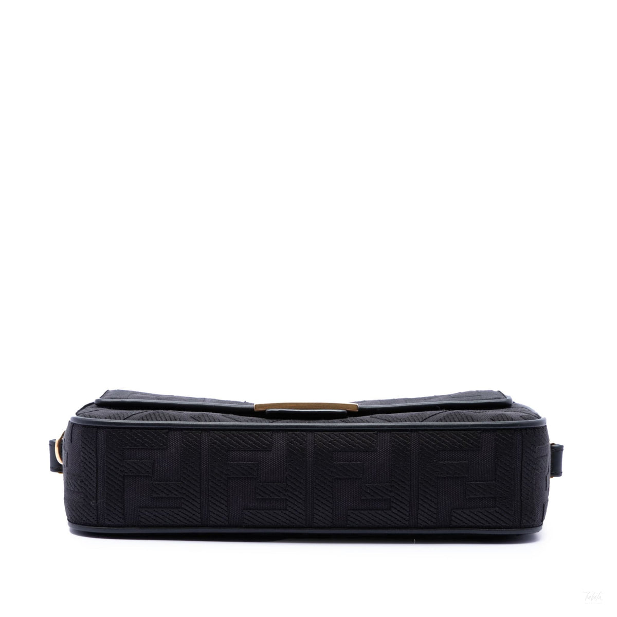 Second hand Fendi Zucca Medium Embroidered Canvas Baguette Shoulder Bag Black - Tabita Bags