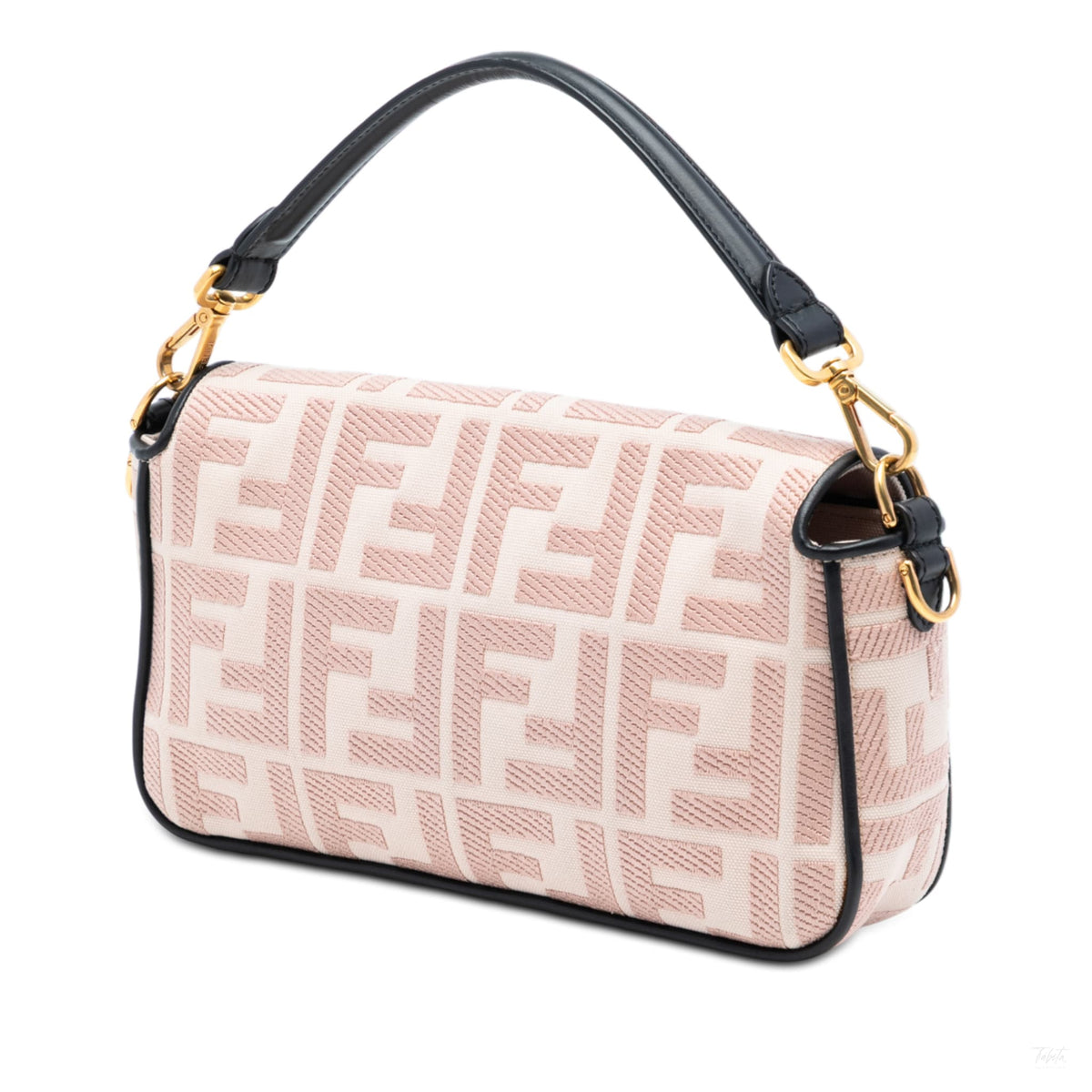 Second hand Fendi Zucca Medium Embroidered Canvas Baguette Shoulder Bag Pink - Tabita Bags