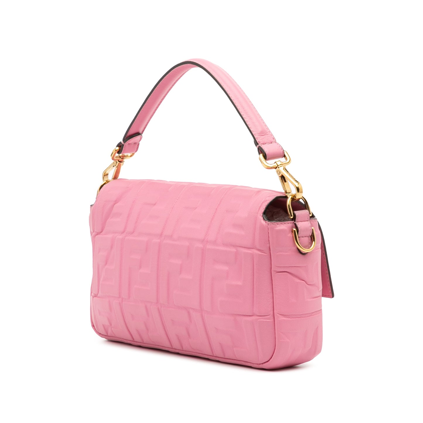 Second hand Fendi Zucca Medium Leather Shoulder Bag Pink - Tabita Bags