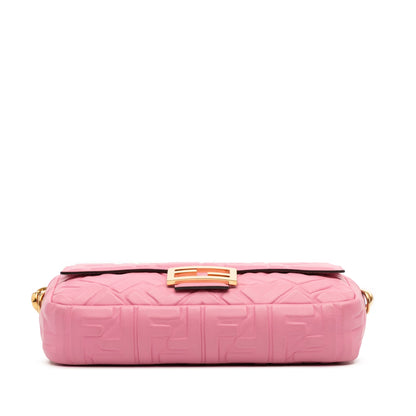 Second hand Fendi Zucca Medium Leather Shoulder Bag Pink - Tabita Bags