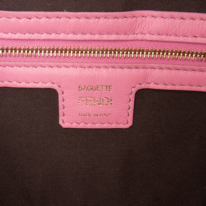 Second hand Fendi Zucca Medium Leather Shoulder Bag Pink - Tabita Bags
