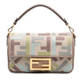 Second hand Fendi Zucca Mini Embroidered Canvas Baguette Shoulder Bag Beige - Tabita Bags