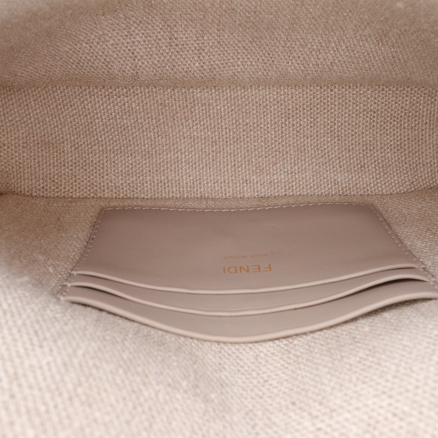 Second hand Fendi Zucca Mini Embroidered Canvas Baguette Shoulder Bag Beige - Tabita Bags