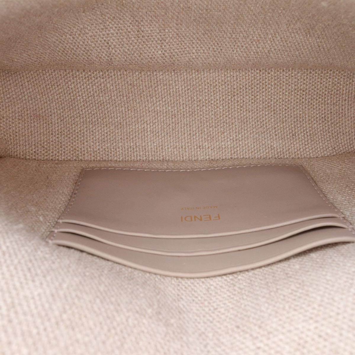 Second hand Fendi Zucca Mini Embroidered Canvas Baguette Shoulder Bag Beige - Tabita Bags