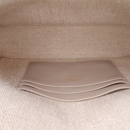 Second hand Fendi Zucca Mini Embroidered Canvas Baguette Shoulder Bag Beige - Tabita Bags