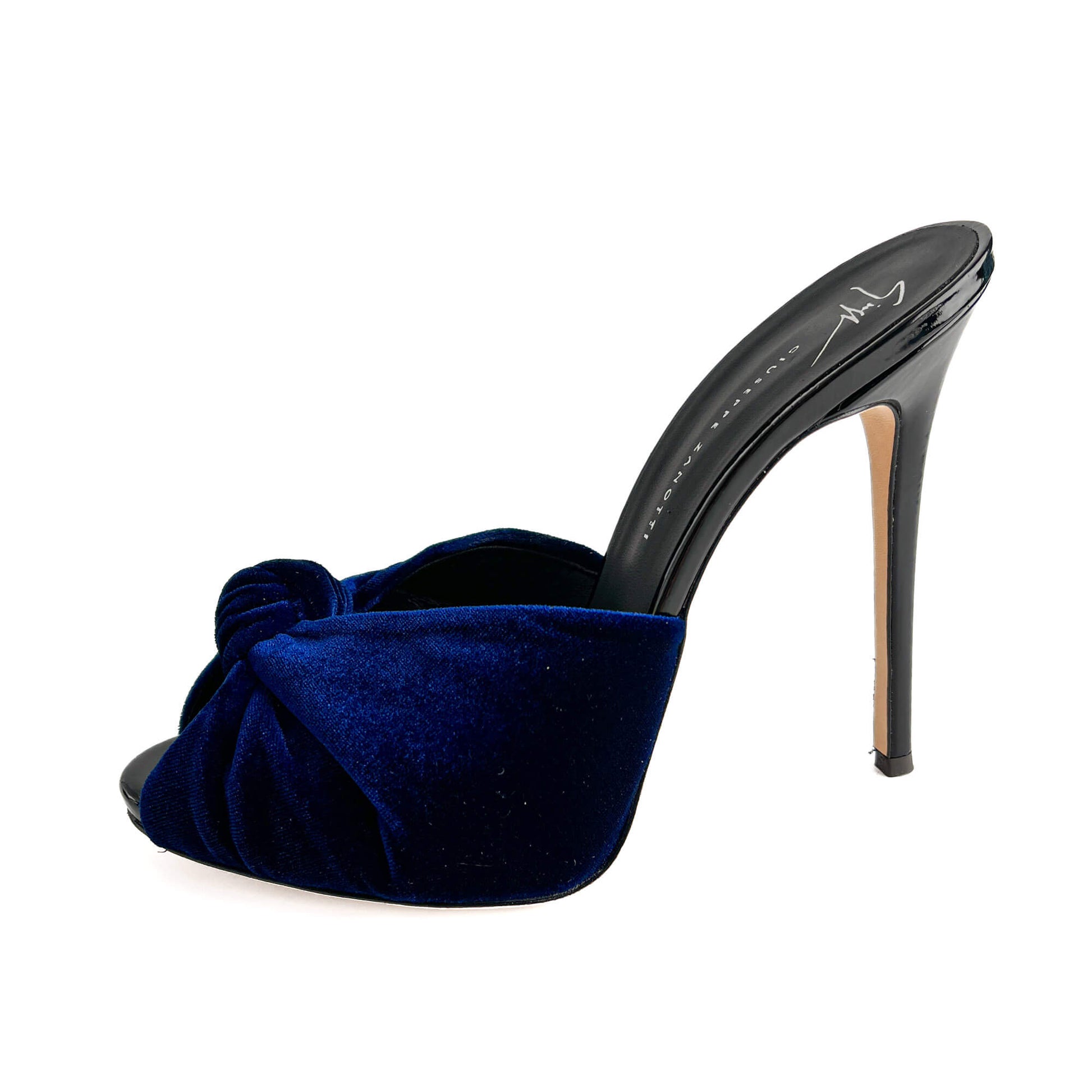 Second hand Giuseppe Zanotti Colline Sabot 110 Velvet High Heel Mule 39 Blue - Tabita Bags