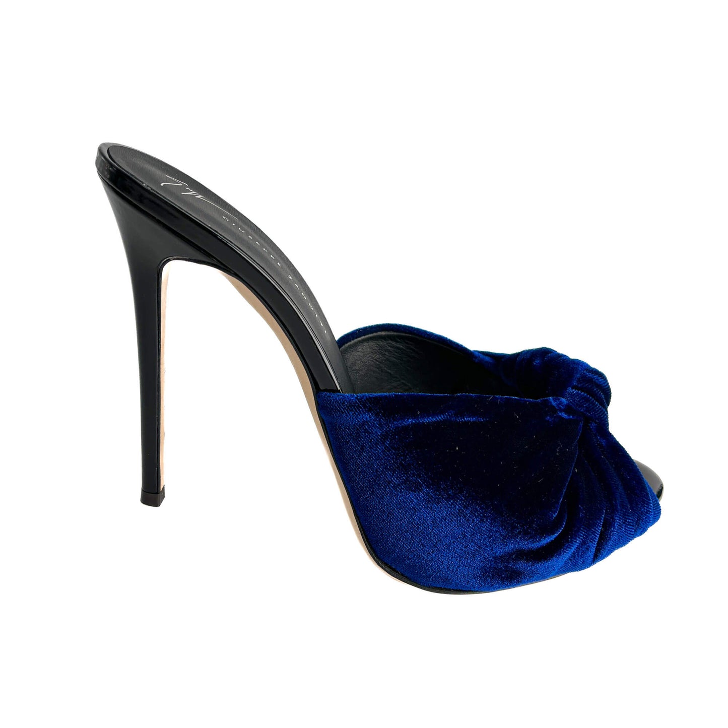 Second hand Giuseppe Zanotti Colline Sabot 110 Velvet High Heel Mule 39 Blue - Tabita Bags