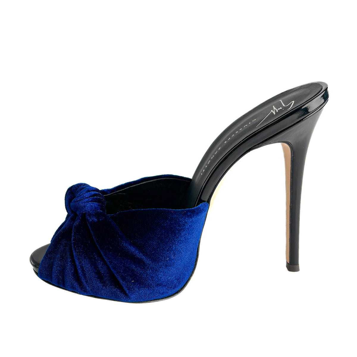 Second hand Giuseppe Zanotti Colline Sabot 110 Velvet High Heel Mule 39 Blue - Tabita Bags