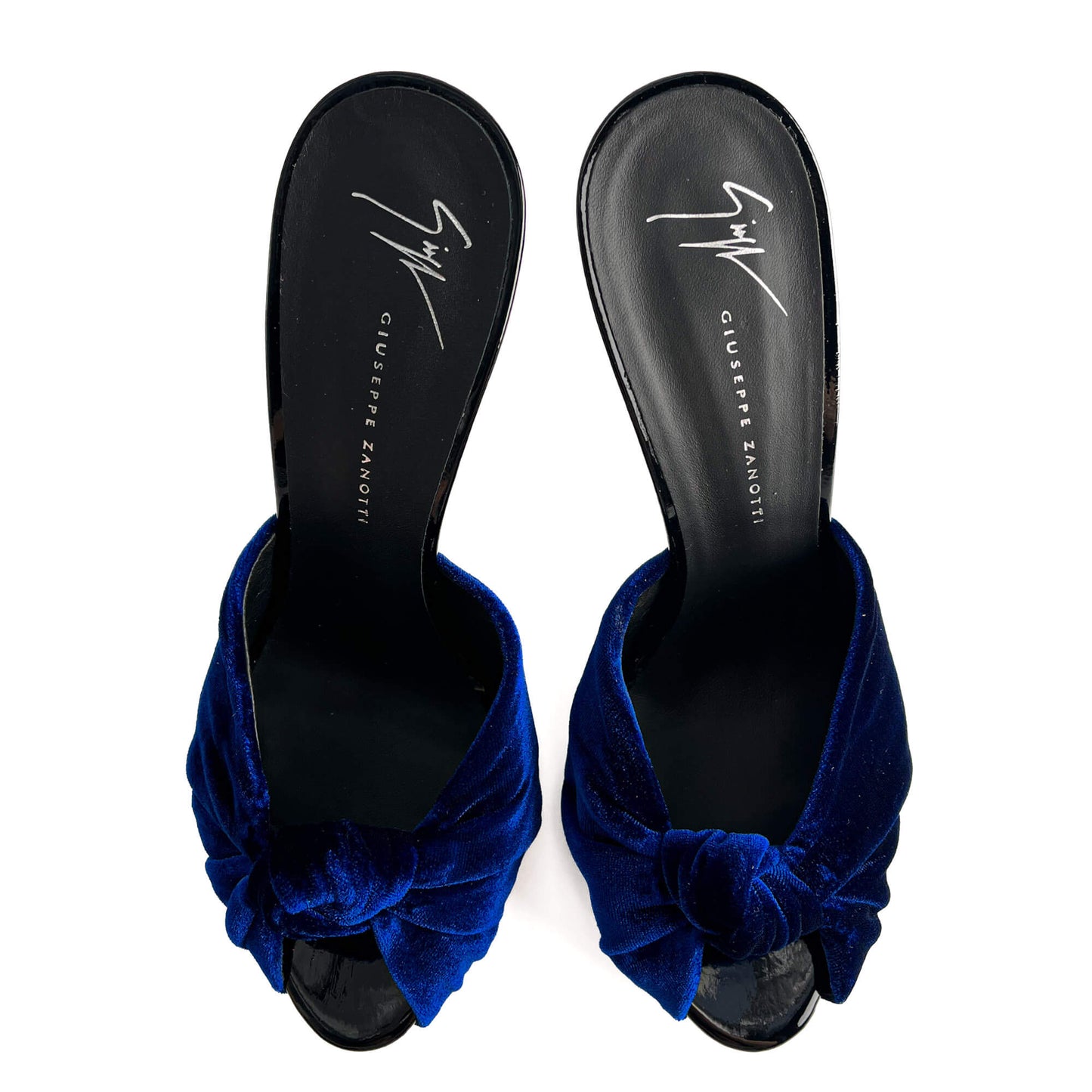 Second hand Giuseppe Zanotti Colline Sabot 110 Velvet High Heel Mule 39 Blue - Tabita Bags