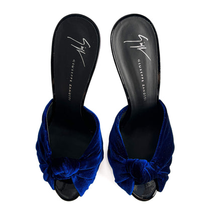 Second hand Giuseppe Zanotti Colline Sabot 110 Velvet High Heel Mule 39 Blue - Tabita Bags