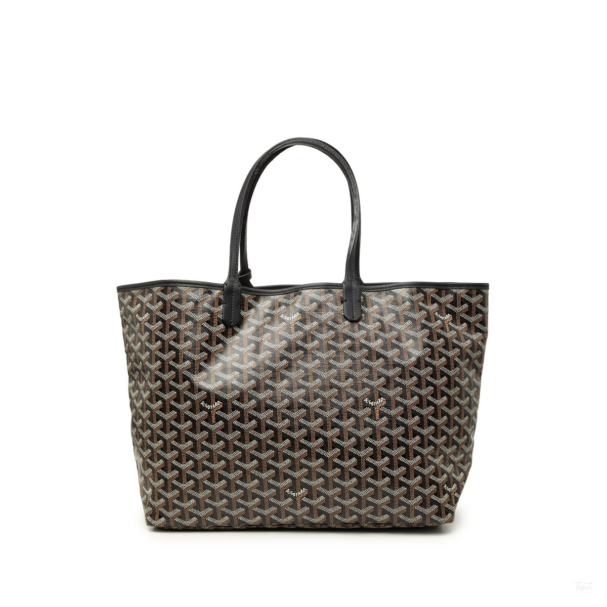 Second hand Goyard Saint Louis PM Goyardine Canvas Tote Shoulder Bag Black - Tabita Bags