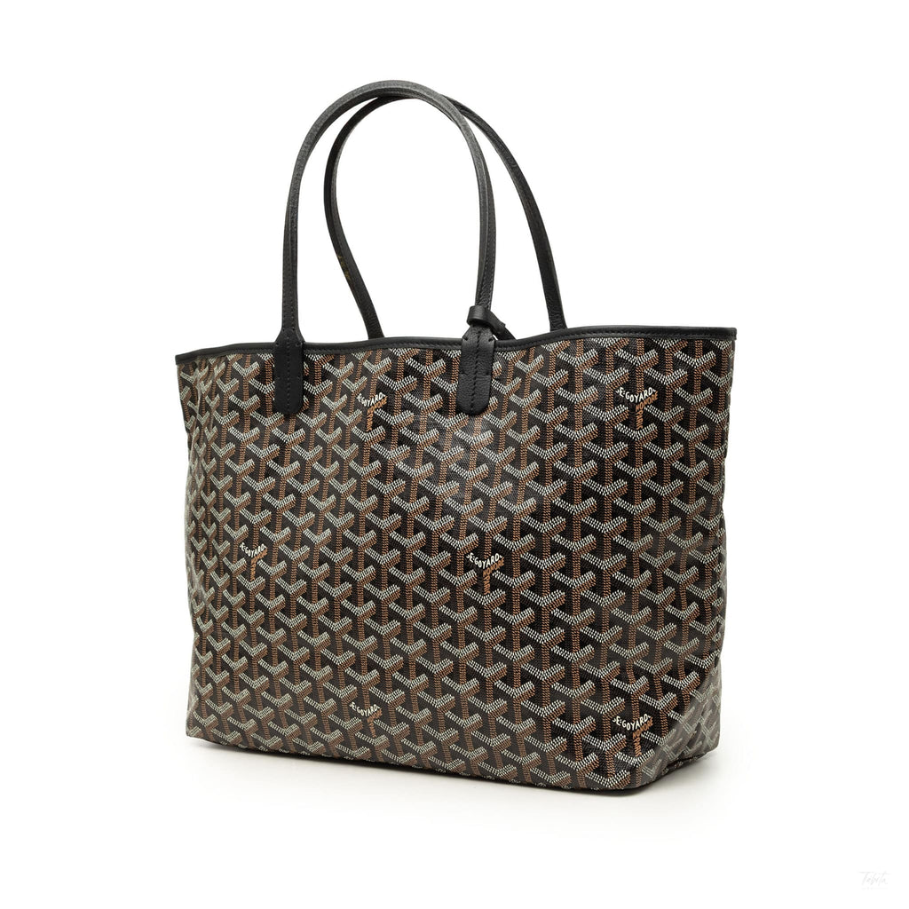 Second hand Goyard Saint Louis PM Goyardine Canvas Tote Shoulder Bag Black - Tabita Bags