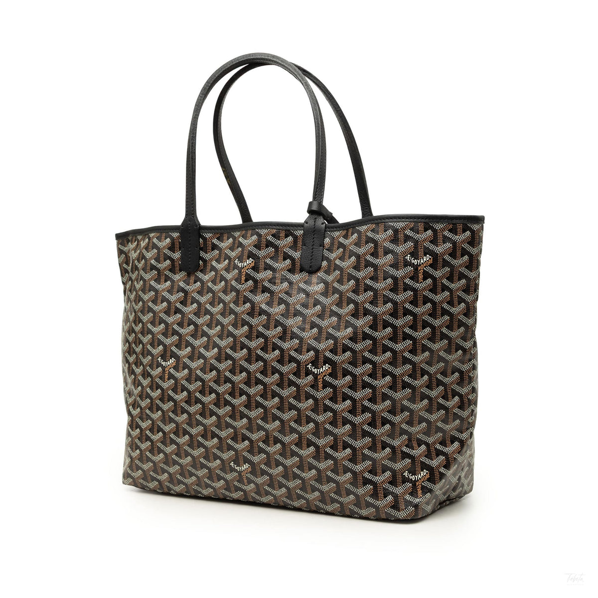Second hand Goyard Saint Louis PM Goyardine Canvas Tote Shoulder Bag Black - Tabita Bags
