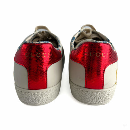Second hand Gucci Ace Maxi logo Leather Striped Sneakers 37.5 White - Tabita Bags