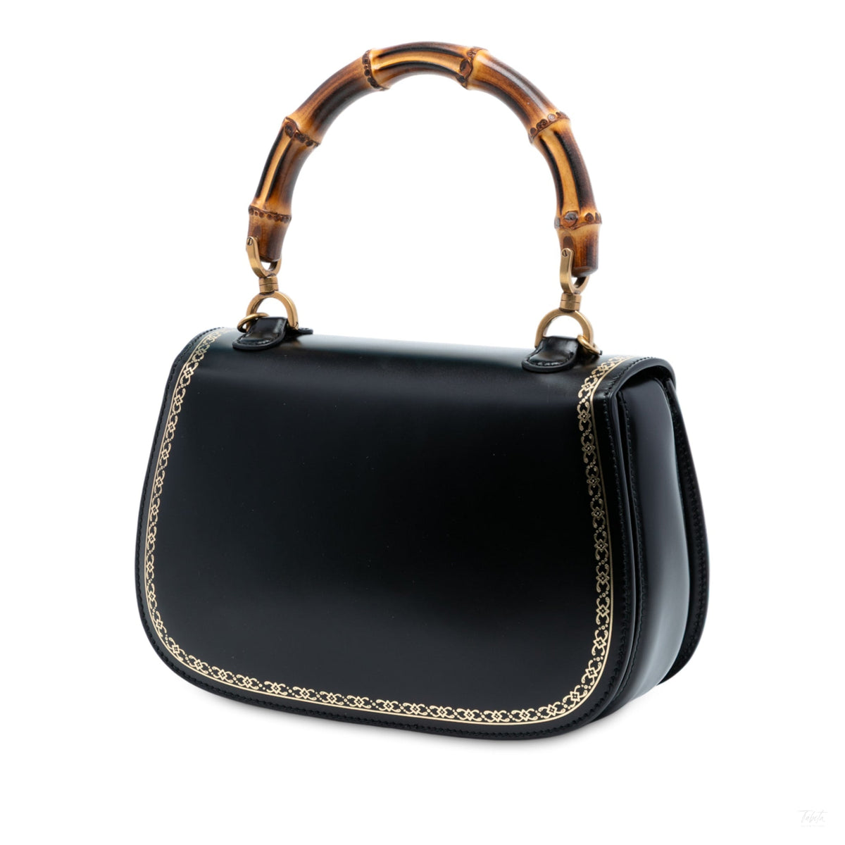 Second hand Gucci Bamboo Medium Leather Top - Handle Handbag Black - Tabita Bags