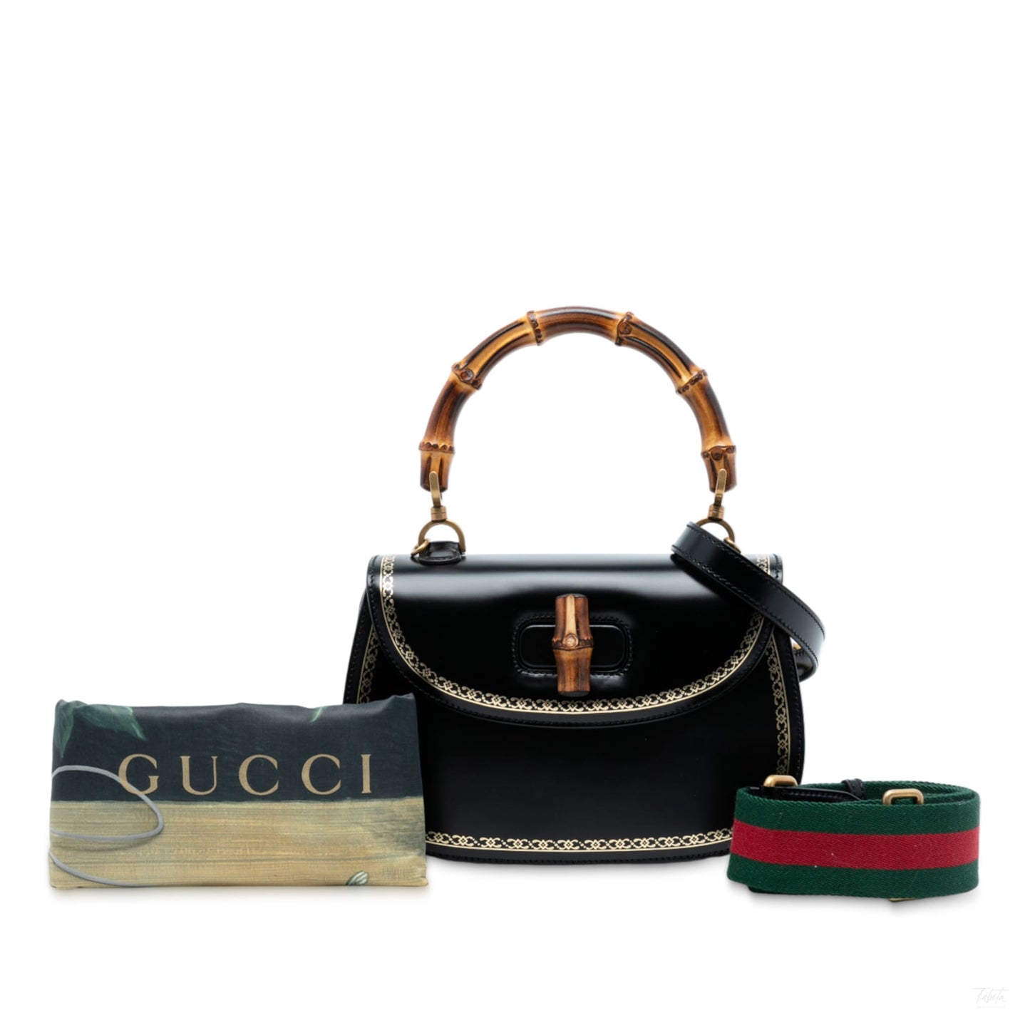 Second hand Gucci Bamboo Medium Leather Top - Handle Handbag Black - Tabita Bags