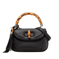Second hand Gucci Bamboo Medium Leather Top - handle Handbag Black - Tabita Bags