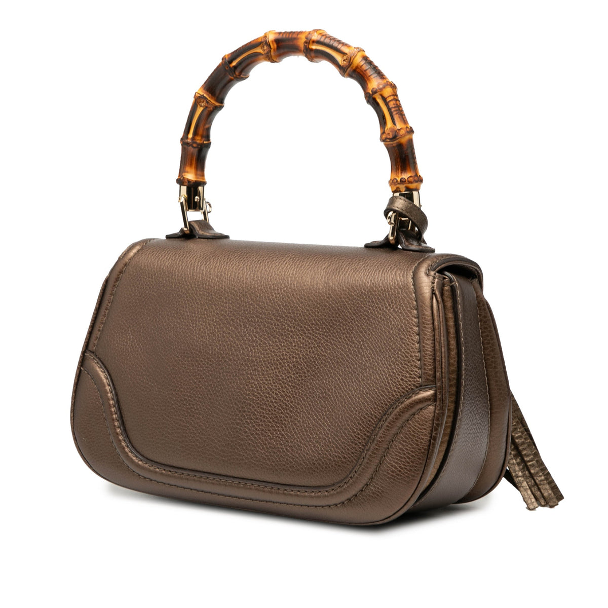 Second hand Gucci Bamboo Medium Leather Top - handle Handbag Brown - Tabita Bags