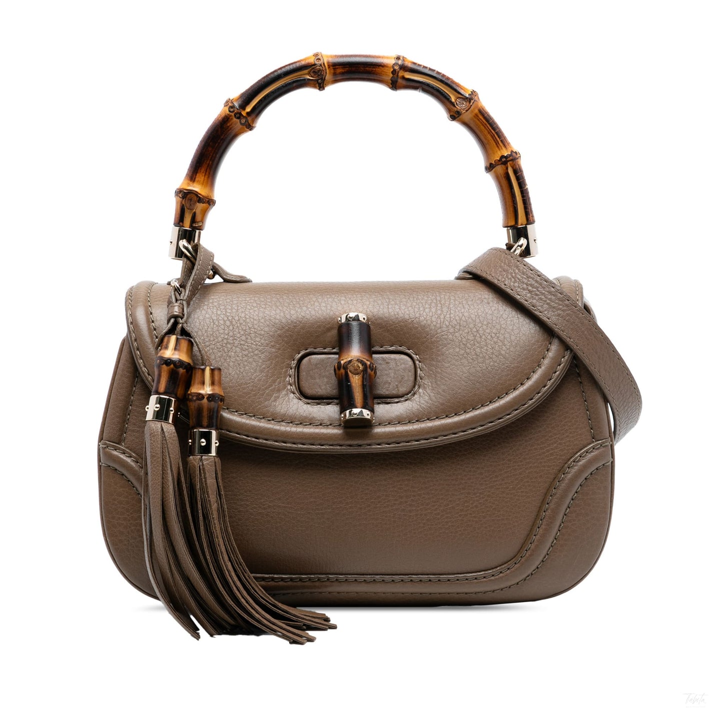 Second hand Gucci Bamboo Medium Leather Top - handle Handbag Brown - Tabita Bags