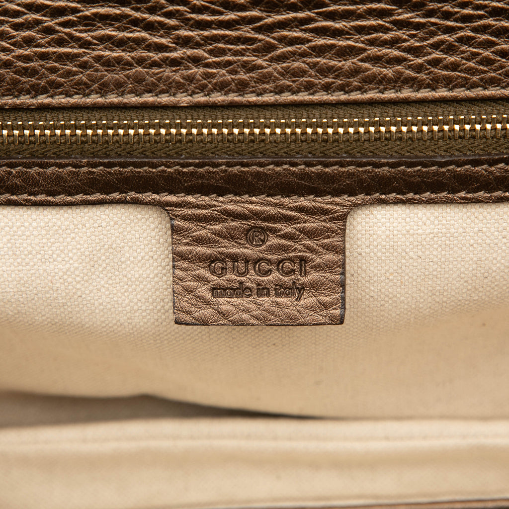 Second hand Gucci Bamboo Medium Leather Top - handle Handbag Brown - Tabita Bags