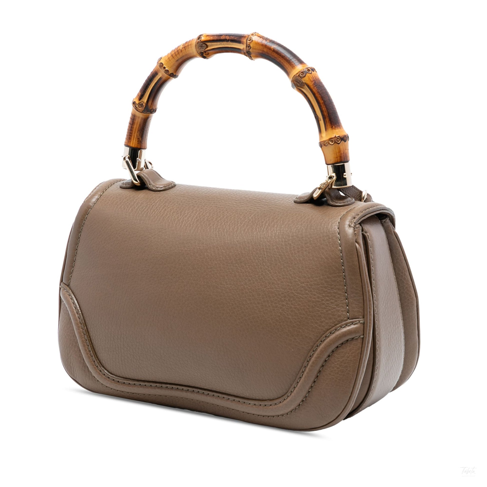 Second hand Gucci Bamboo Medium Leather Top - handle Handbag Brown - Tabita Bags