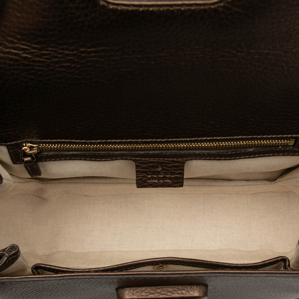 Second hand Gucci Bamboo Medium Leather Top - handle Handbag Brown - Tabita Bags